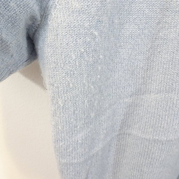 Reformation Cashmere V-Neck Cardigan Sweater Sky Blue Button L Short Sleeve - Picture 3 of 8